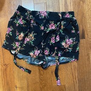 Black floral shorts